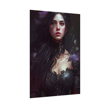Striking Woman Portrait: Black Hair Artwork - Poster