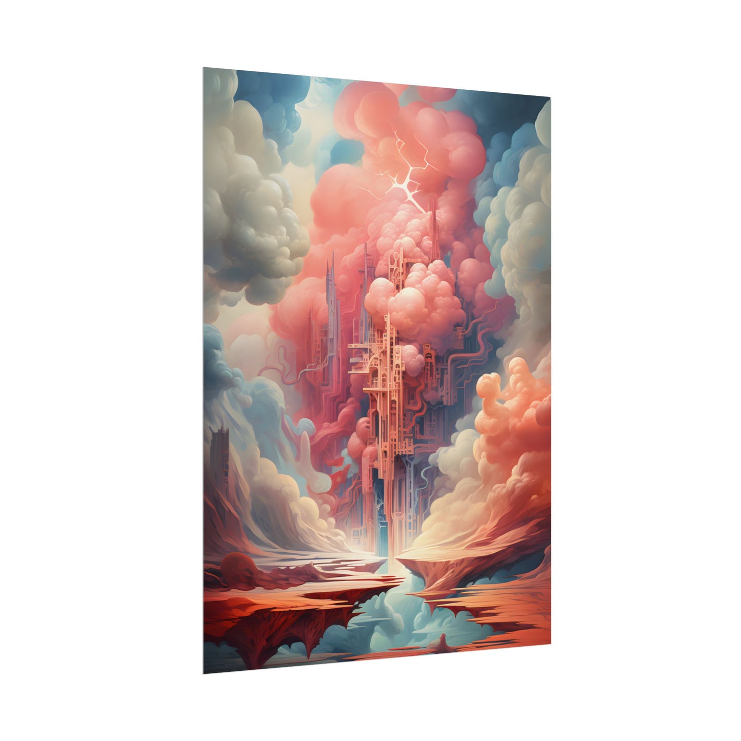 Cyber Dreamscape: Abstract Artwork in Neon Hues - Poster