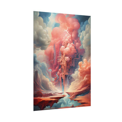 Cyber Dreamscape: Abstract Artwork in Neon Hues - Poster