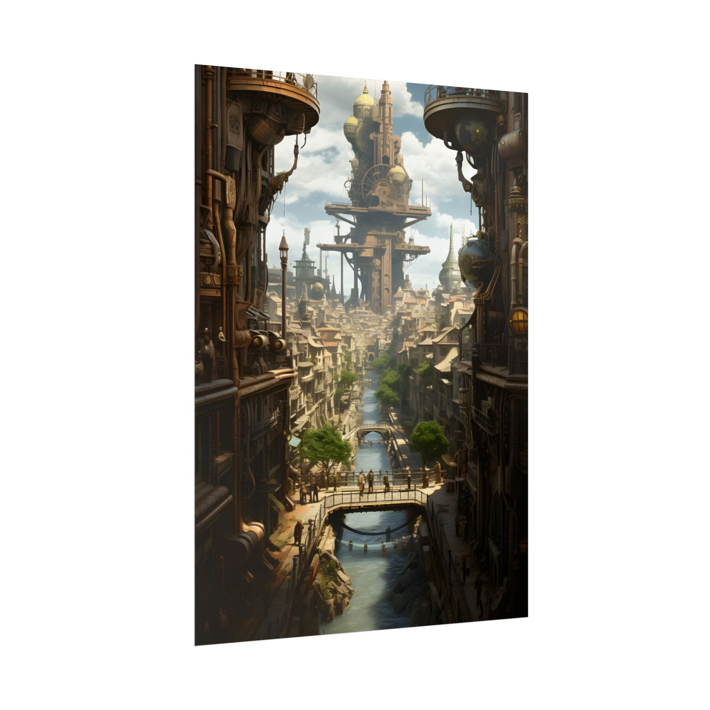 Steampunk Paris 1875: Vintage Cityscape Artwork - Poster