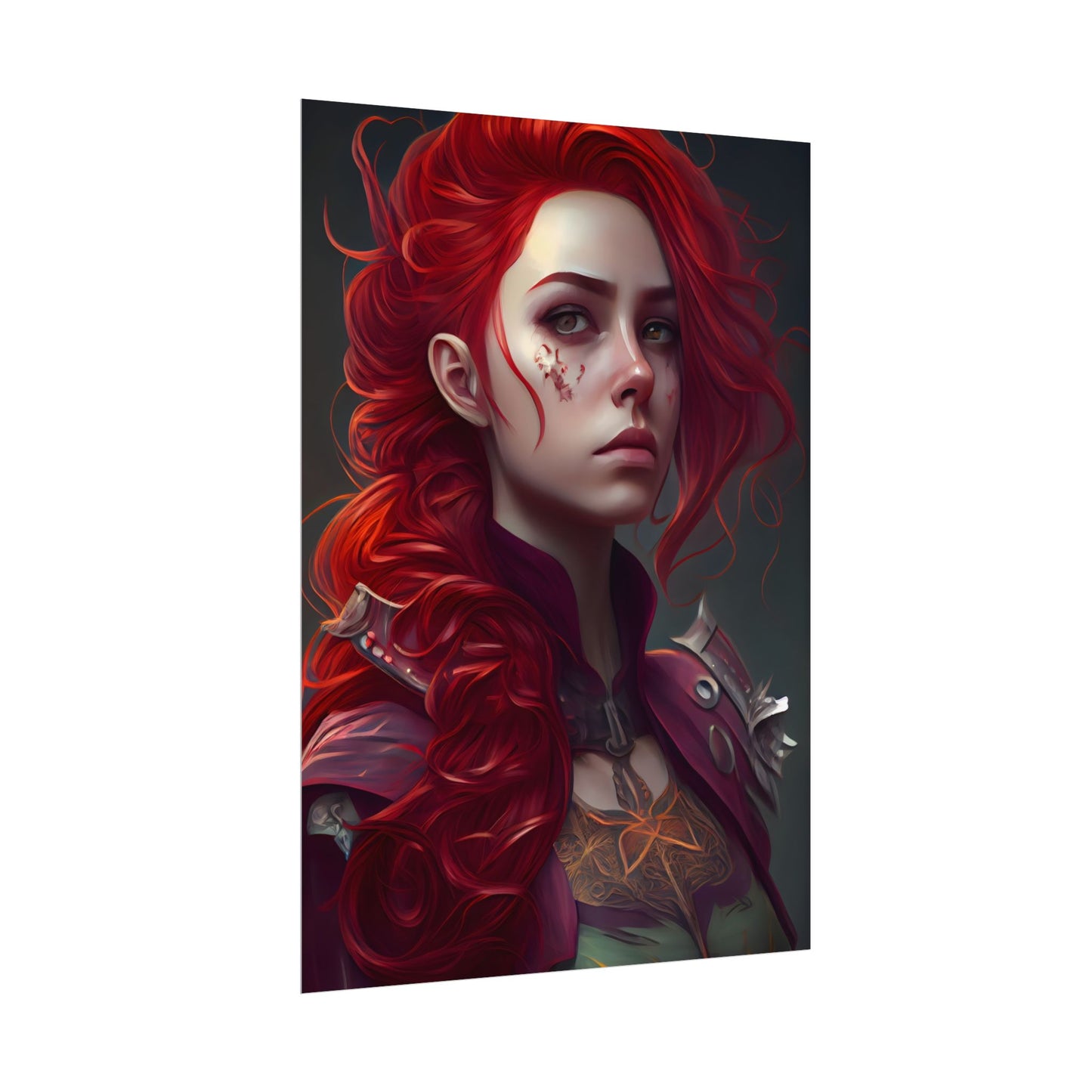Realistic Red Hair Portrait: Soft Light Artwork - Poster
