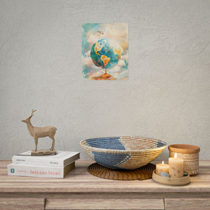 Vintage Globe with 80 Iconic Landmarks: Educational Artwork - Poster