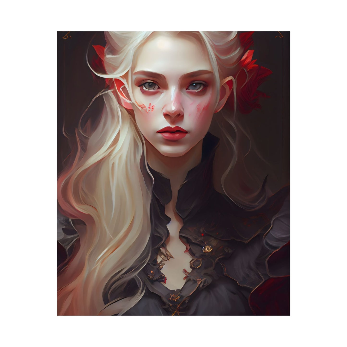 Beautiful Blonde Portrait: A Stunning Female in Black Top - Poster