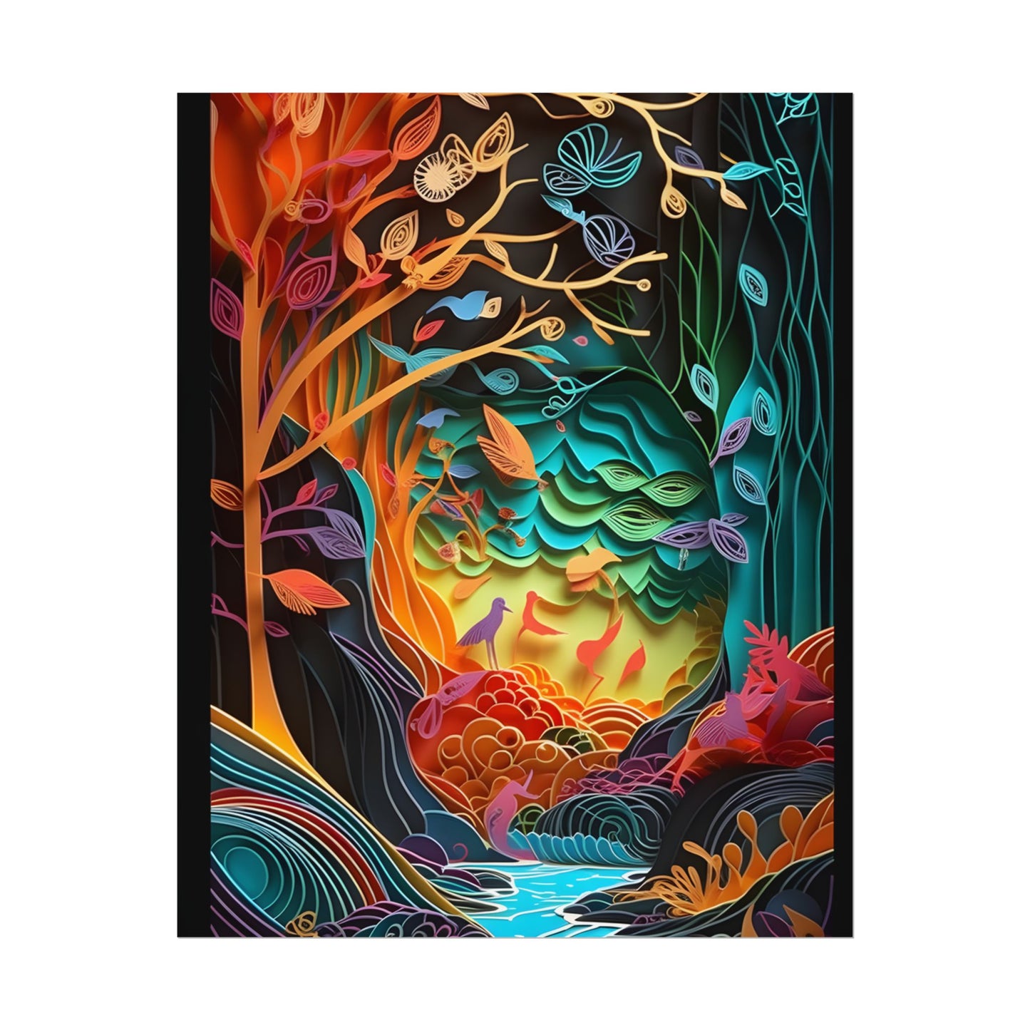 Peaceful Island Oasis: Paper Quilling Landscape Art - Poster
