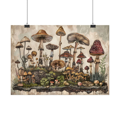 Vintage Mushroom Illustrations: A Collection of Unique Fungi - Poster