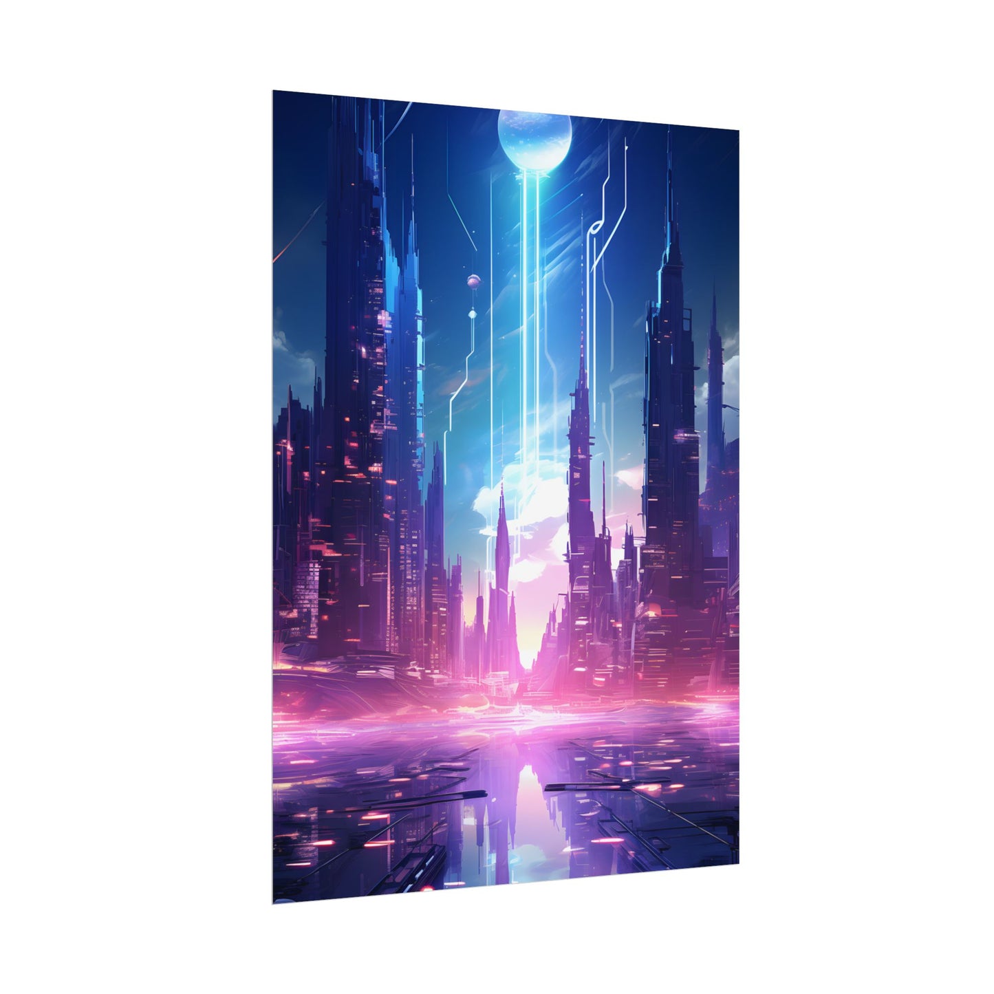Futuristic Cityscape: Cyberpunk Dreams in a Dystopian World - Poster