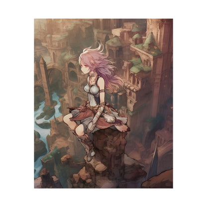Dramatic Anime Feather: Detailed Urban Artwork - Poster