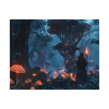 Mystical Forest Encounter: Vibrant Witch Artwork - Poster