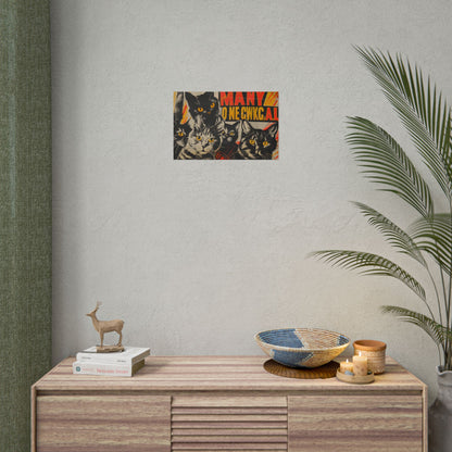 Red Cats in Soviet Motion: A Playful Poster Art - Poster
