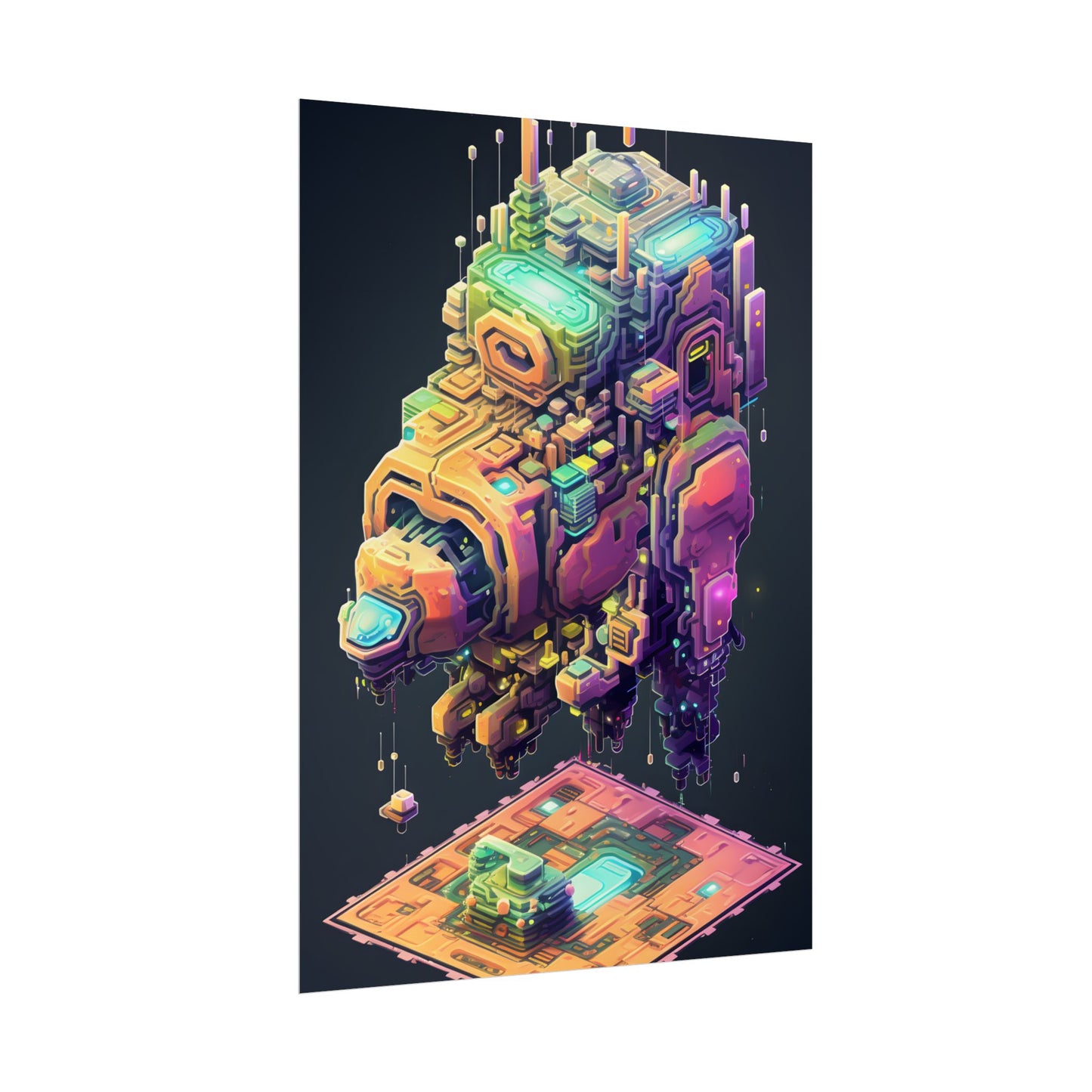 Pixel Punk Pets: Digital Artwork of Cyber-Pets in Pixelated World - Poster