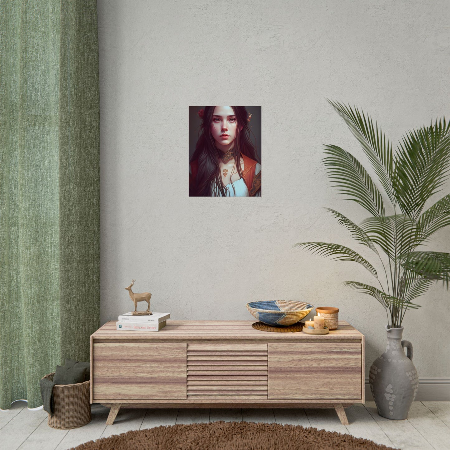 Sophisticated Female Portrait: Brown Hair Artwork in Focus - Poster