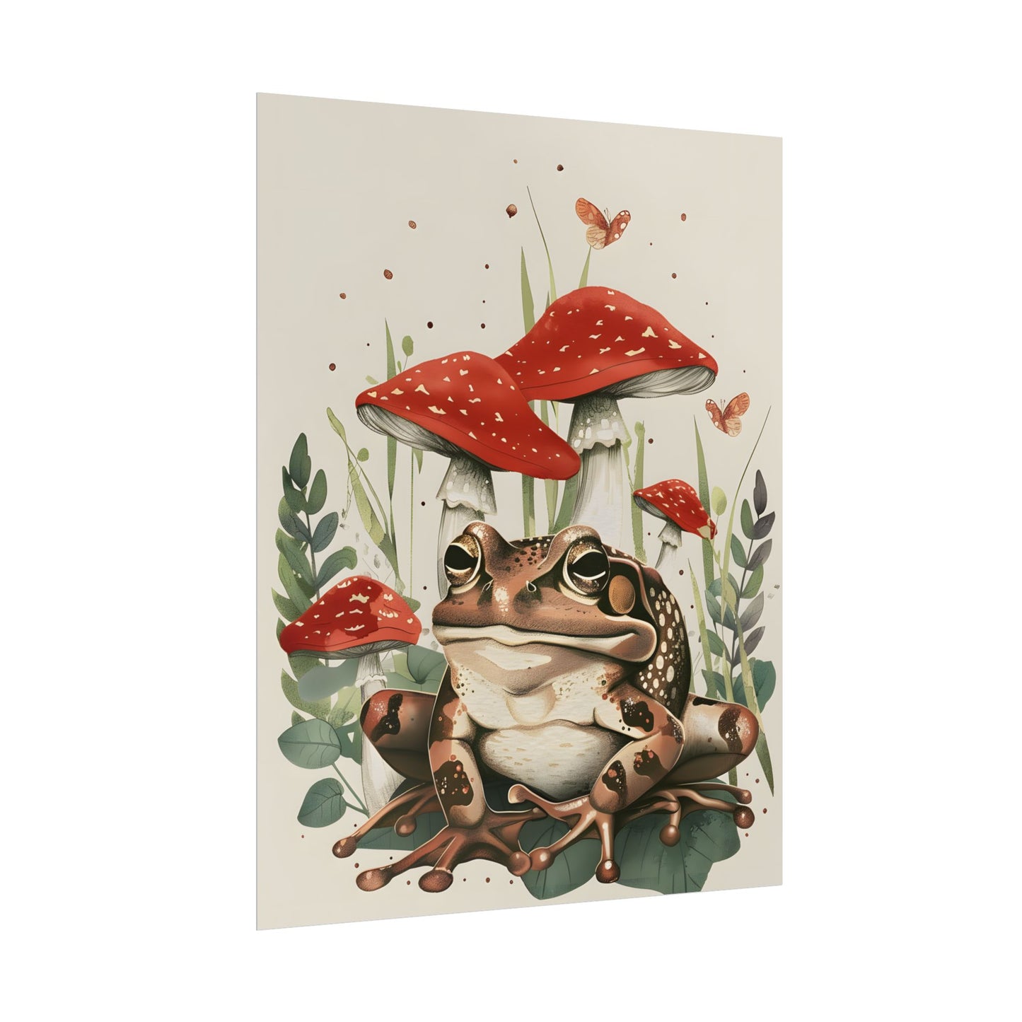 Retro Frog Smile: Colorful Mushroom Friends - Poster