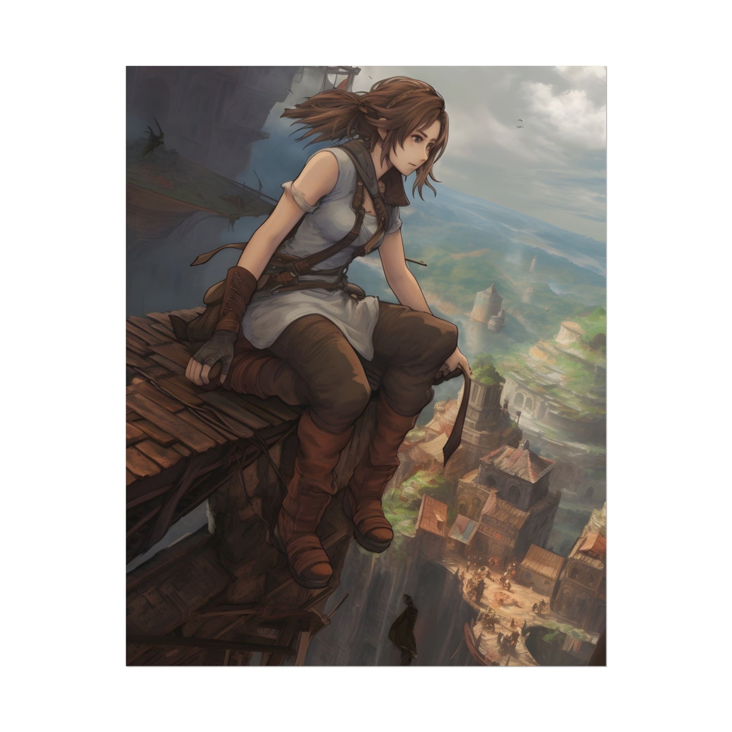 Dramatic Anime Birds Eye View: Dynamic Digital Art - Poster