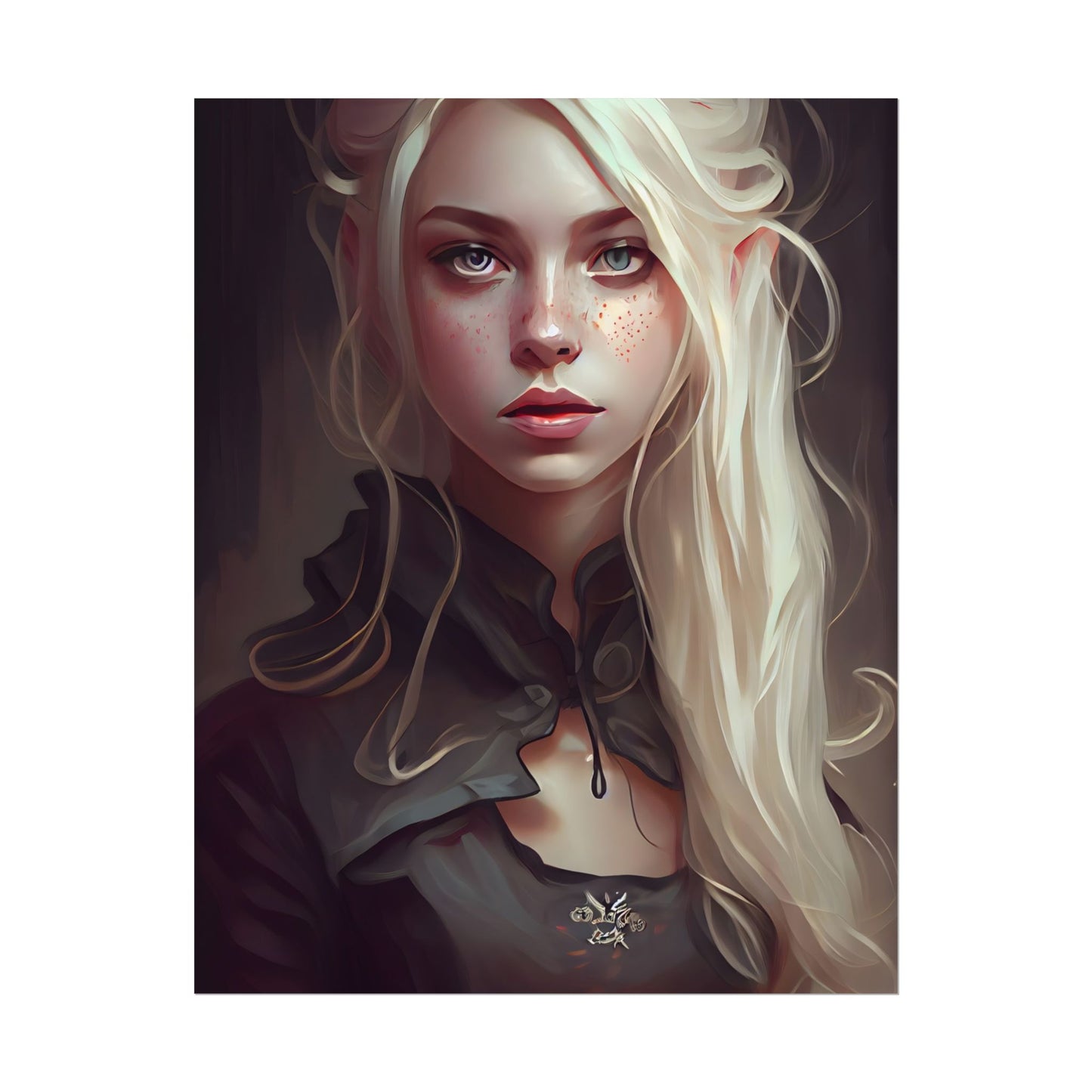 Blonde Portrait: Elegant Woman in Black Dress - Poster