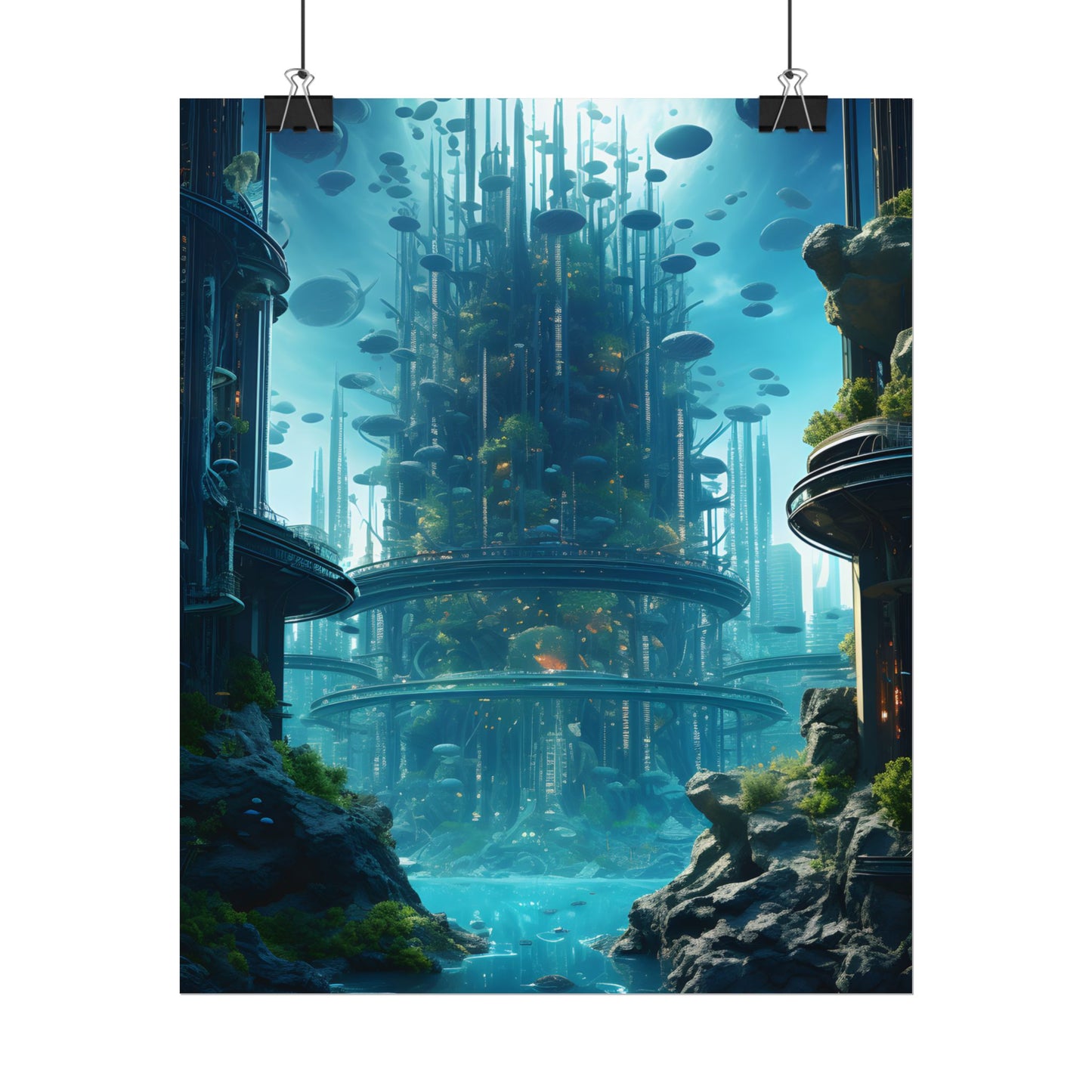 Underwater City: Futuristic Metropol in Calm Waters - Poster