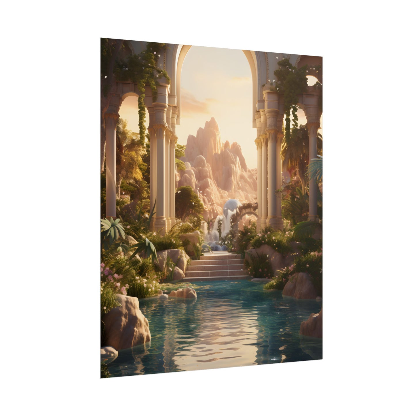 Desert Oasis: Arabian Nights-Inspired Artwork at Golden Hour - Poster