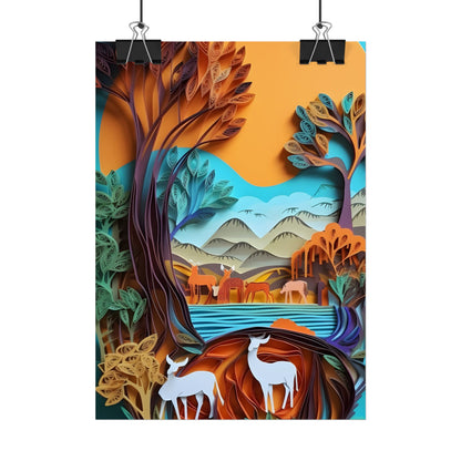 Vibrant African Landscape: Eye-Catching Paper Quilling Art - Poster