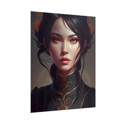 Realistic Female Portrait in Elegant Dress - Poster