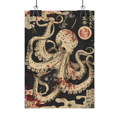 Stylized Japanese Octopus: Minimal Artwork - Poster