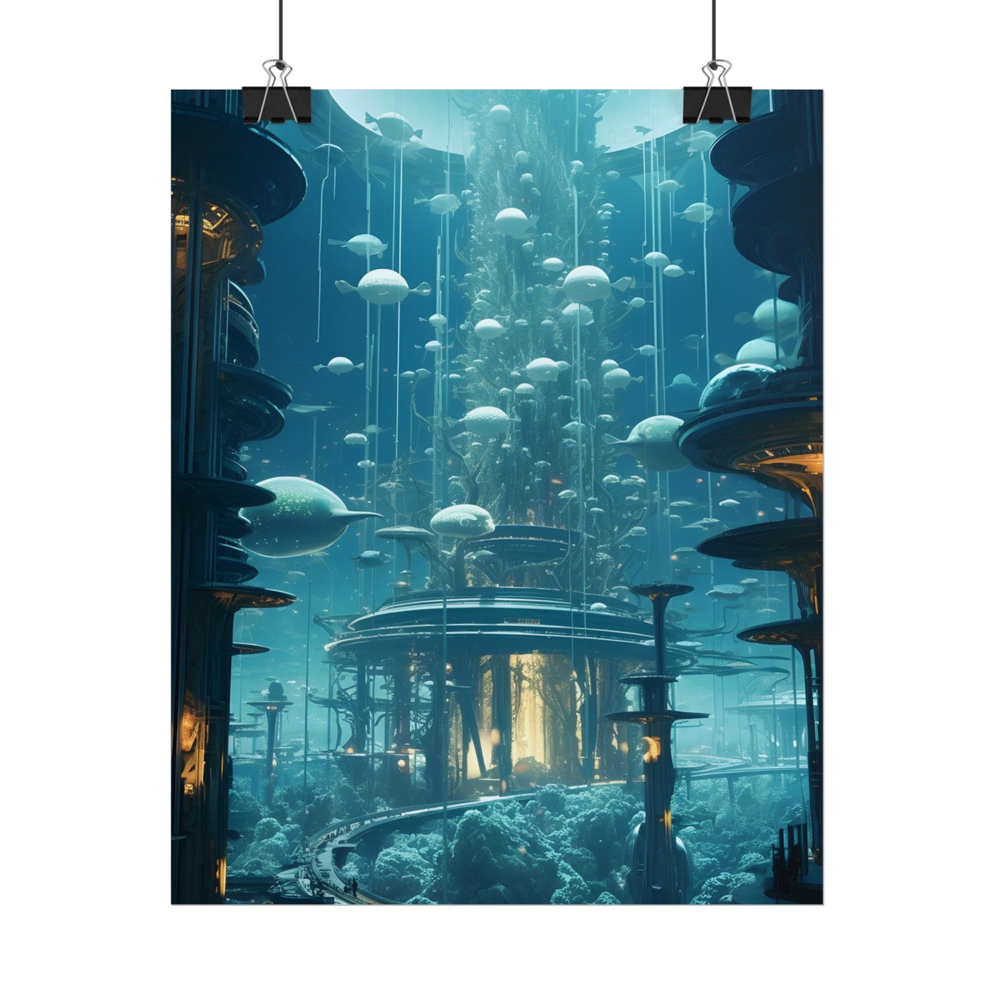 Underwater City of Tomorrow: Futuristic Urban Landscape Art - Poster