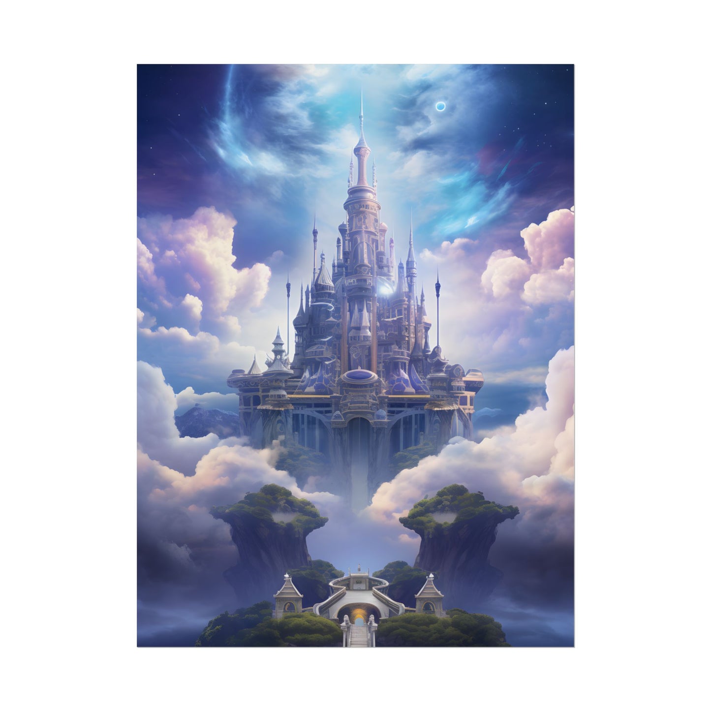 Celestial Fantasy Floating City: Dreamlike Artwork - Poster
