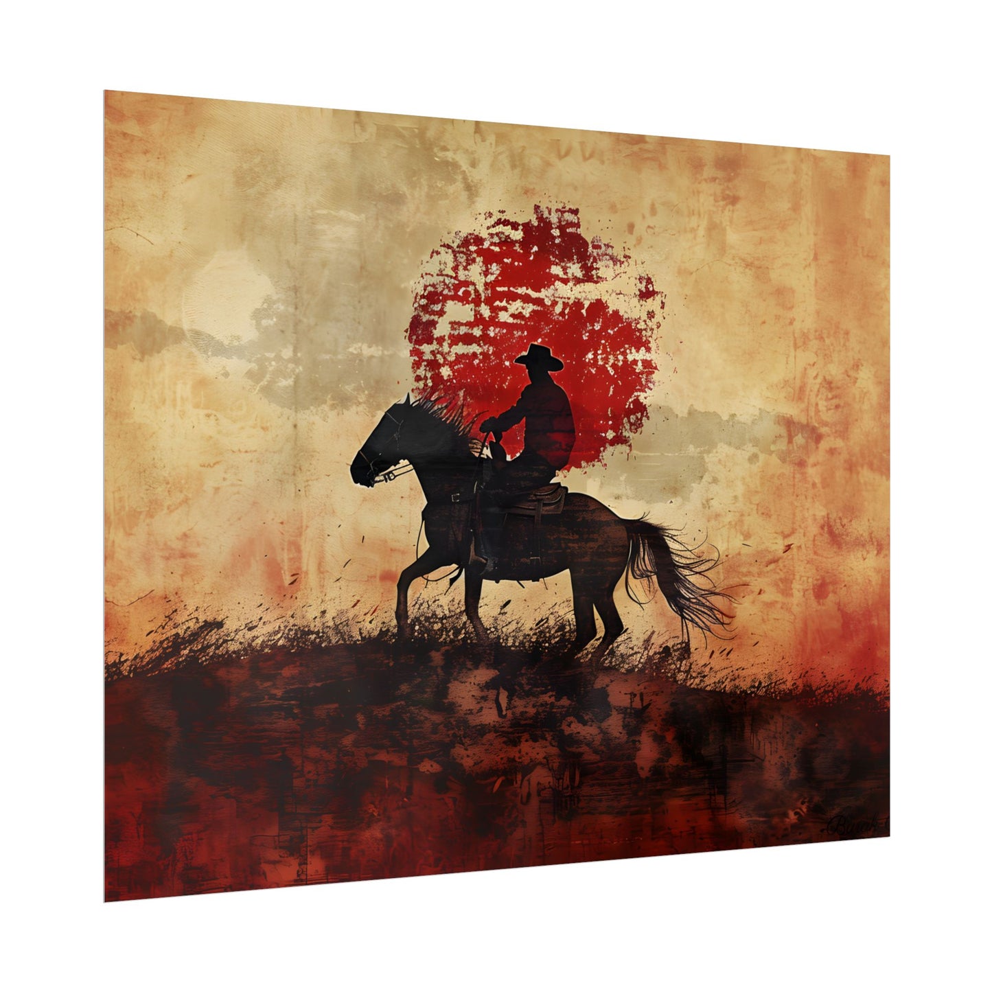 Dynamic Rodeo Scene: Earthy Tones of a Thrilling Ride - Poster