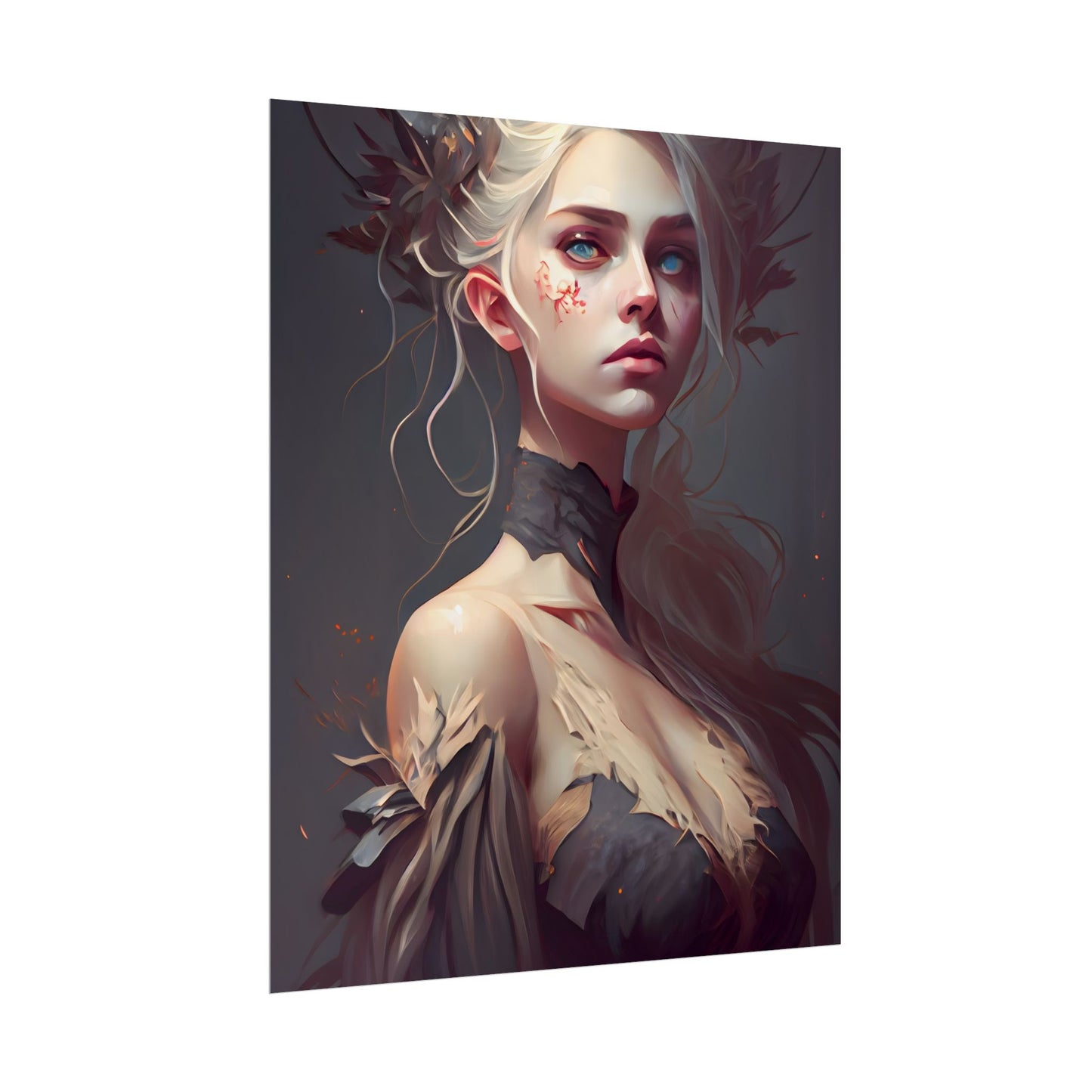 Elegant Blonde Portrait: Outdoor Woman in Dress - Poster