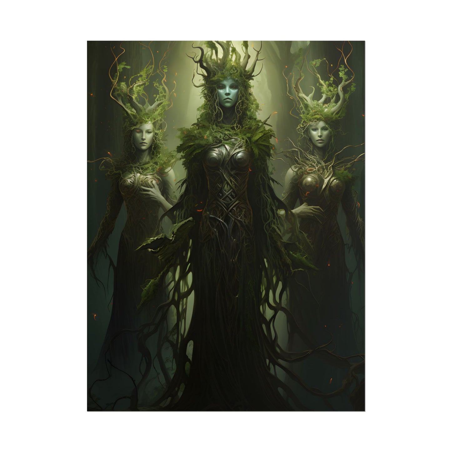 Mystical Forest Guardians: Ancient Tree Spirits Digital Art - Poster