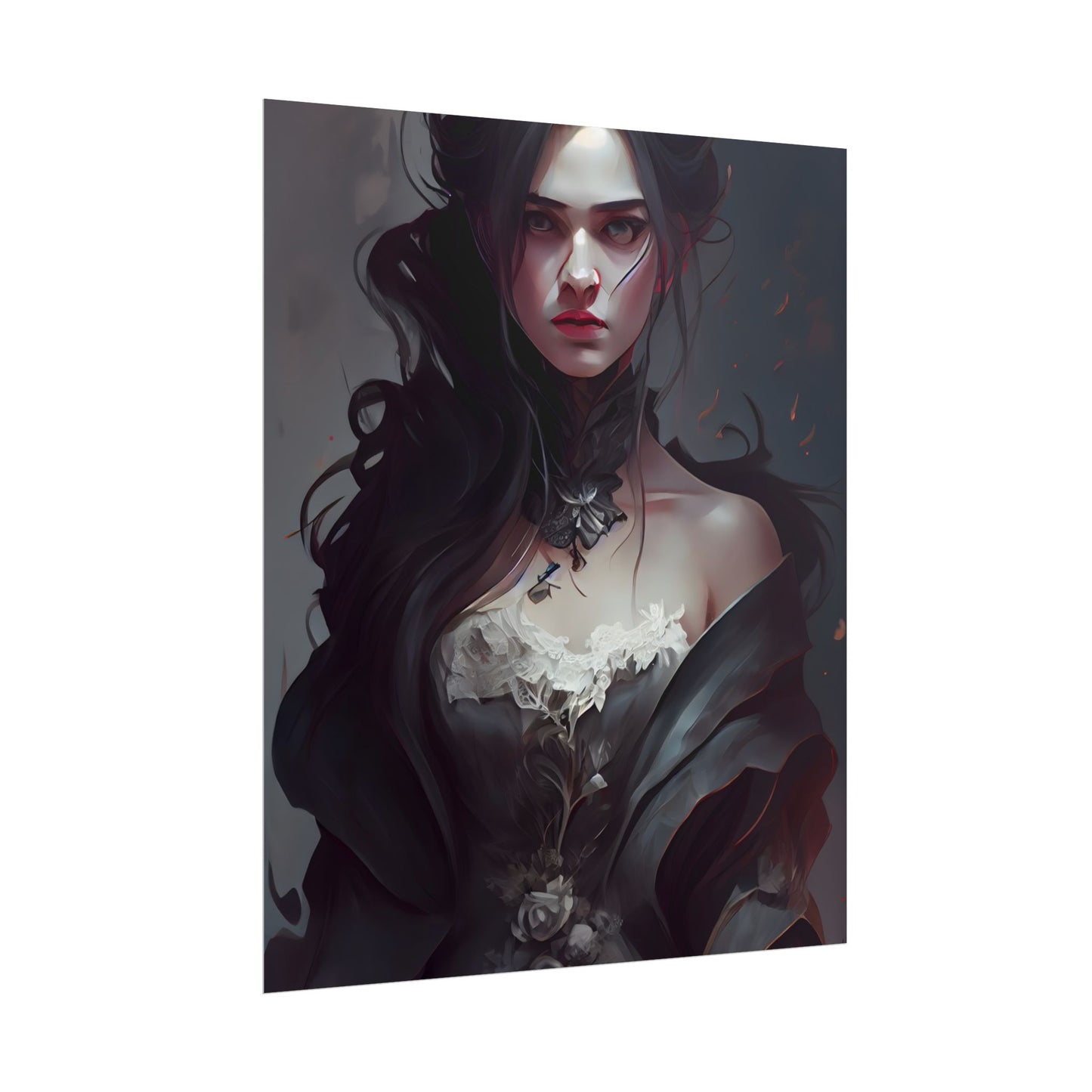 Black Haired Female Portrait: Elegant Outdoor Beauty - Poster