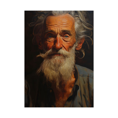 Elderly Wisdom: A Portrait of Timeless Senior Reflection - Poster