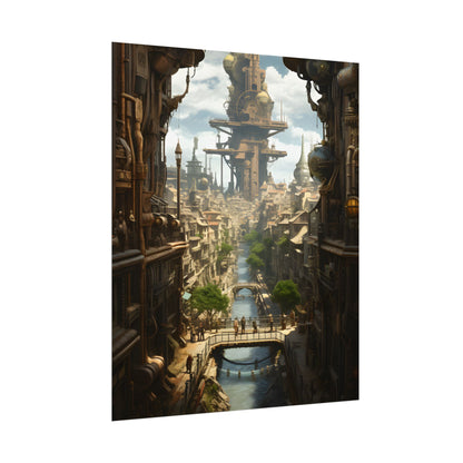 Steampunk Paris 1875: Vintage Cityscape Artwork - Poster