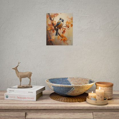 Vibrant Oak Branch: Colorful Leaves Oil Painting - Poster