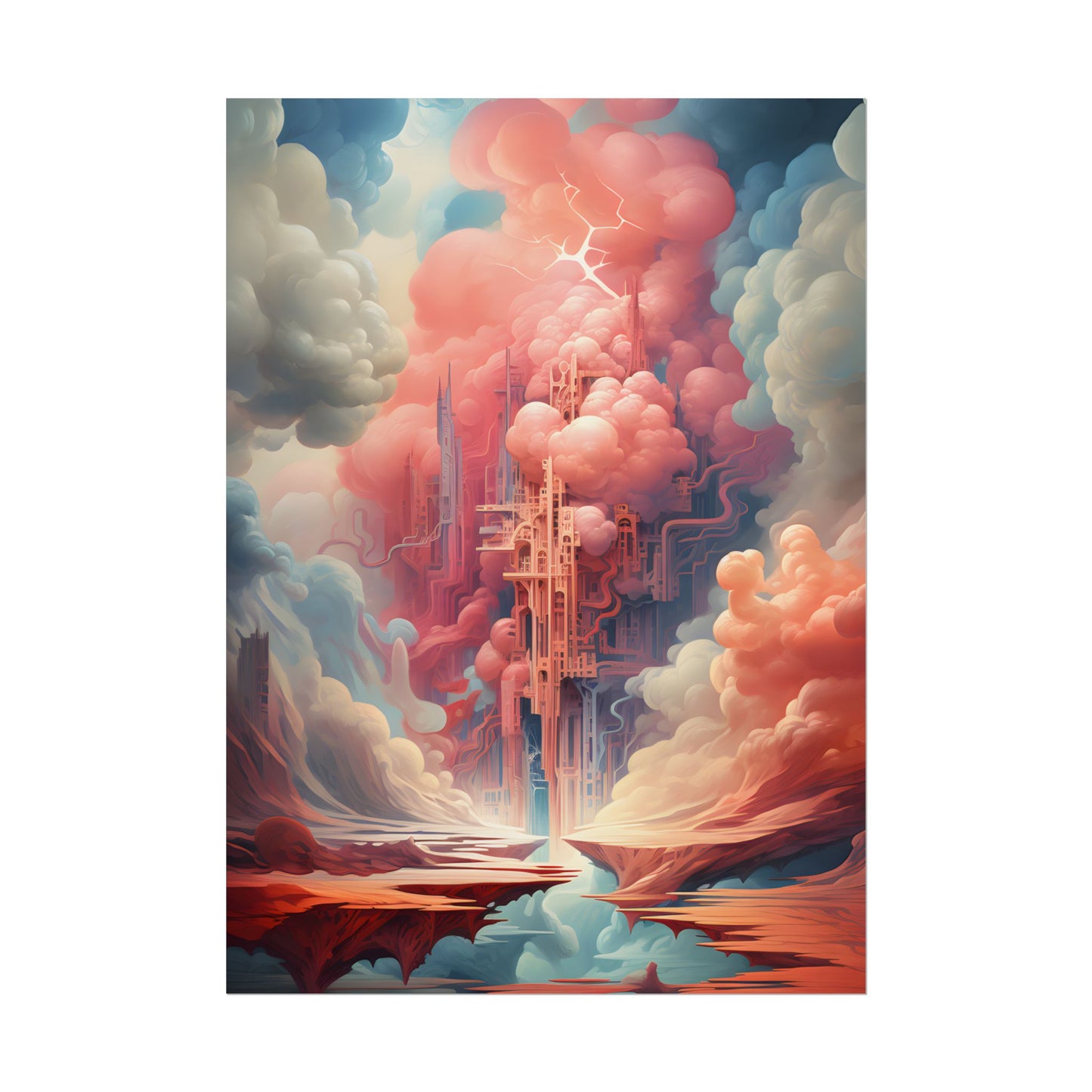 Cyber Dreamscape: Abstract Artwork in Neon Hues - Poster