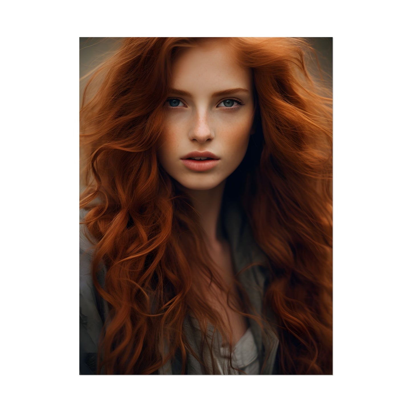Gorgeous Redhead Woman: Natural Beauty Artwork - Poster