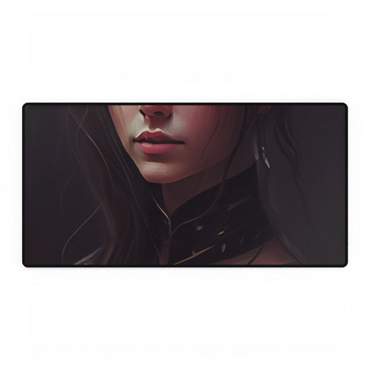 Elegant Indoor Portrait: Brown Hair Beauty - Desk Mat