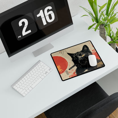 Whimsical Cat Smokes: Humorous Indoor Art - Desk Mat