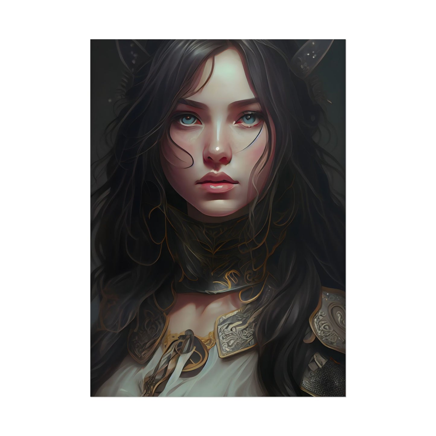 Vibrant Red Portrait: Dynamic Female Artwork - Poster