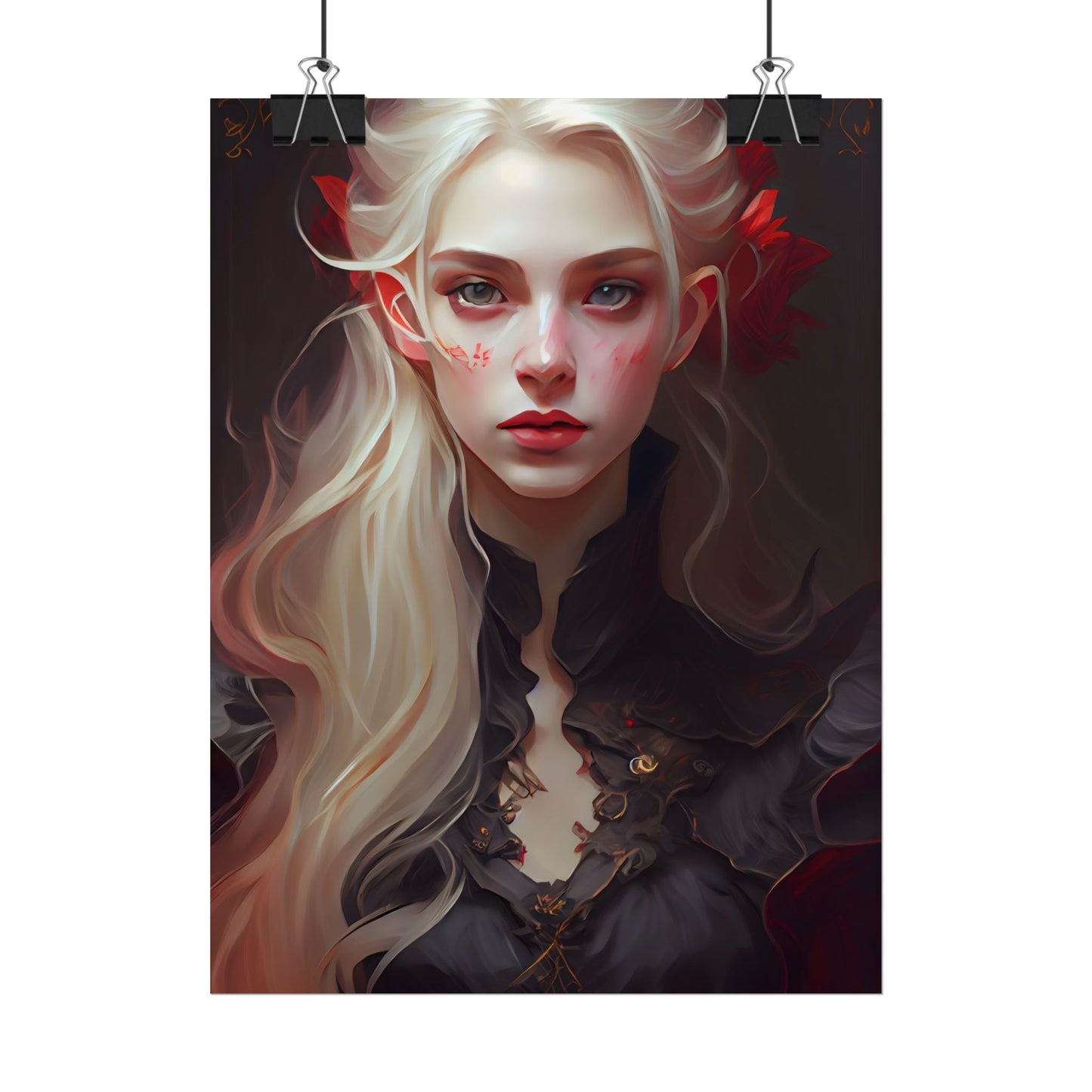 Beautiful Blonde Portrait: A Stunning Female in Black Top - Poster