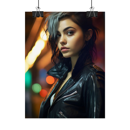 Vibrant Digital Art Print: Teenage Cyberpunk Close-Up - Poster