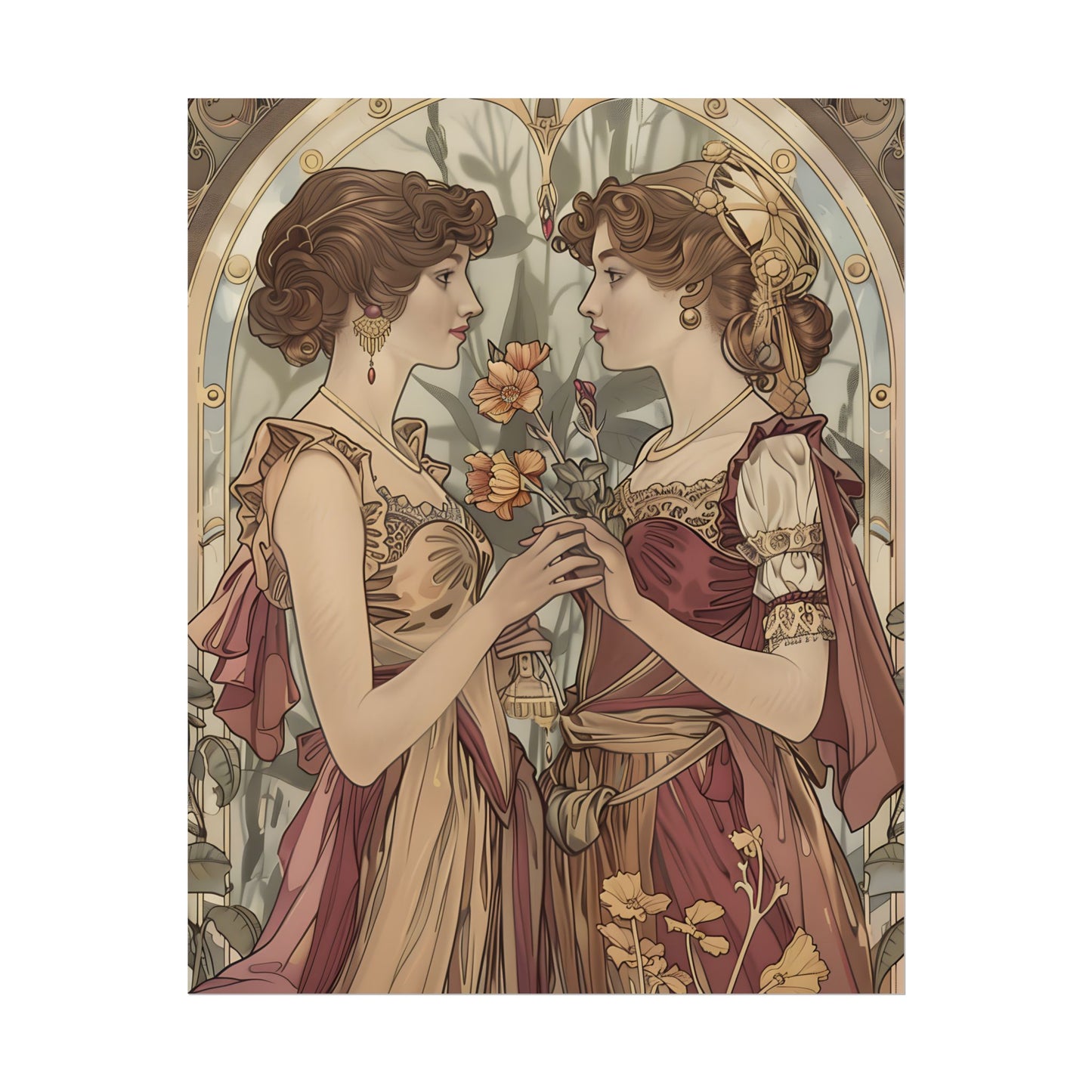 Middle Eastern Floral Beauty: Traditional Attire Digital Art - Poster