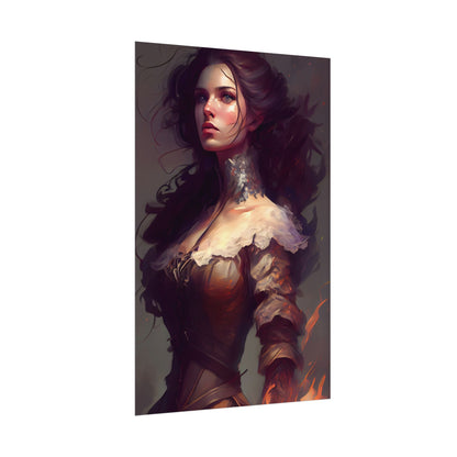 Lovely Brown Hair Portrait: Stunning Female Art - Poster