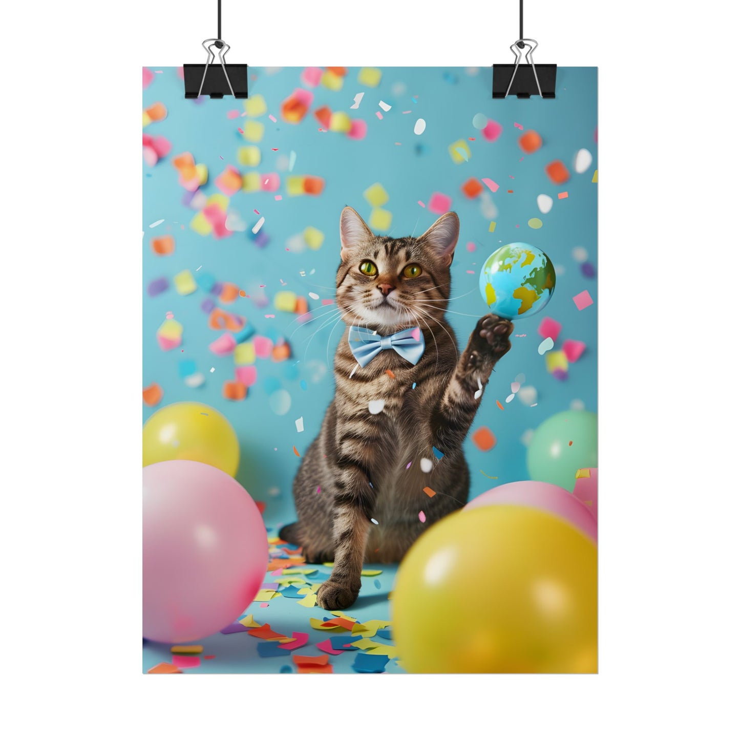 Whimsical Cat in Bow Tie: Close-Up Art Print - Poster