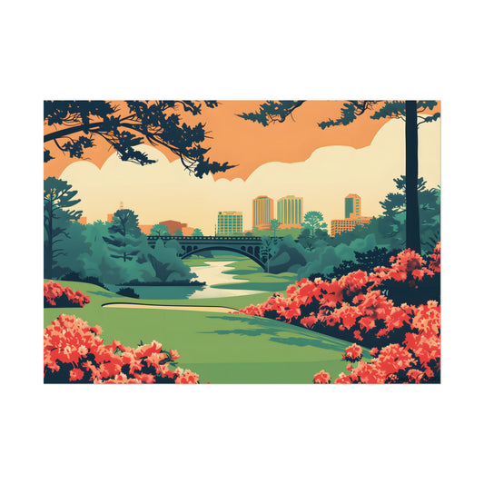 Retro Golf Scene at Augusta: Classic Artwork - Poster