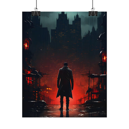 Urban Fantasy Detective: Cityscape at Dusk - Noir Artwork - Poster