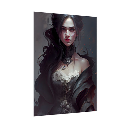 Black Haired Female Portrait: Elegant Outdoor Beauty - Poster