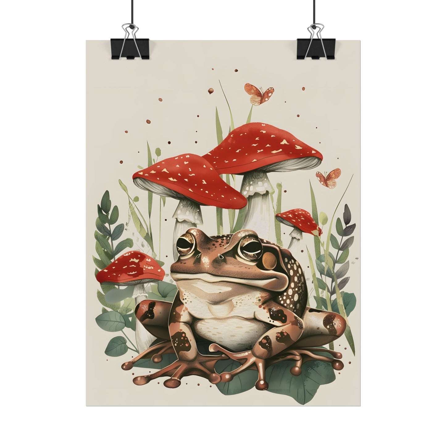 Retro Frog Smile: Colorful Mushroom Friends - Poster