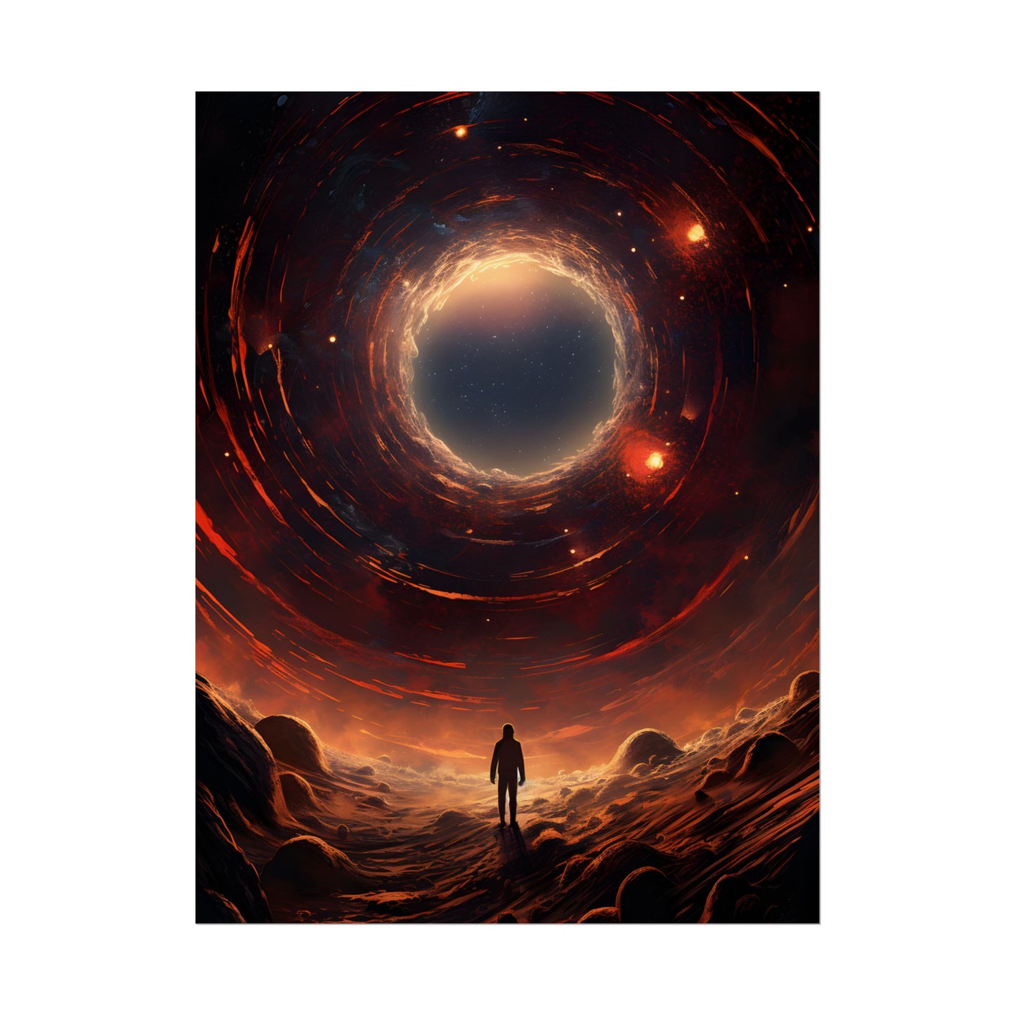 Black Hole Cosmic: A Realistic Digital Artwork of a Planet in Orbit - Poster