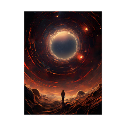 Black Hole Cosmic: A Realistic Digital Artwork of a Planet in Orbit - Poster