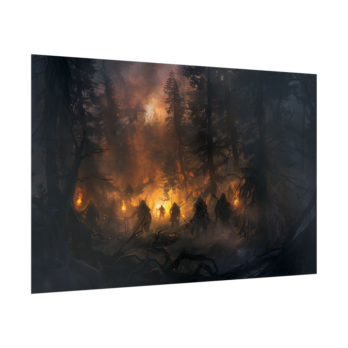 Tranquil Forest Sunset: People Connecting with Nature - Poster