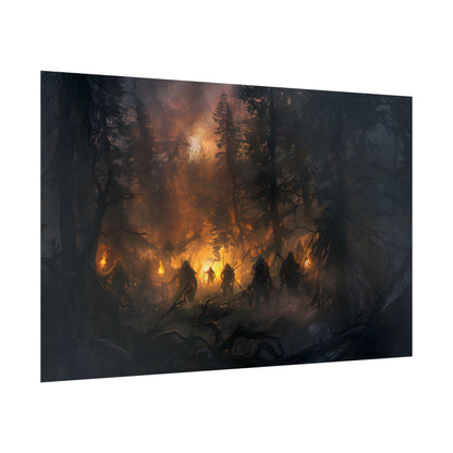 Tranquil Forest Sunset: People Connecting with Nature - Poster